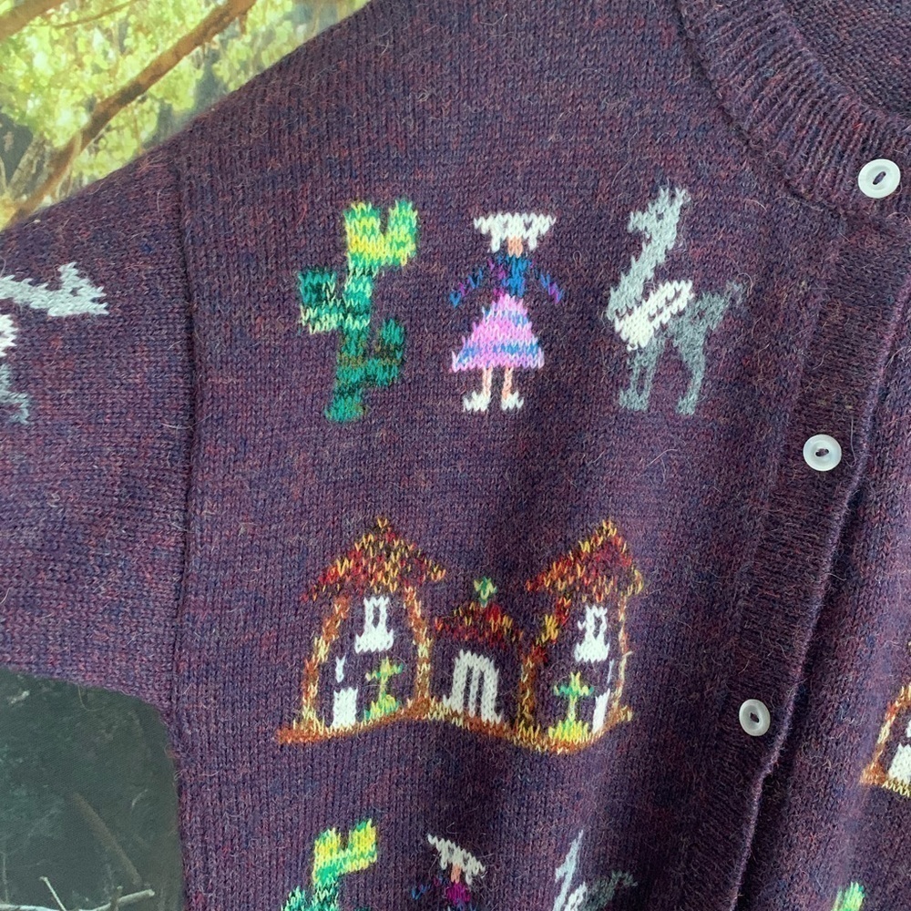 BABY ALPACA Women’s Medium Purple Knit Button Down Cardigan - Picture 5 of 15